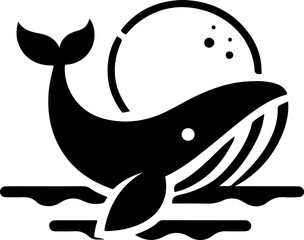 sketch vector illustration silhouette design icon logo symbol abstract modern sea animal whale as mascot power