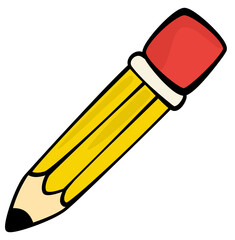 Cartoon Wooden Pencil Vector Illustration - for Education, School, and Office Supplies