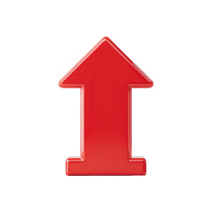 Shiny red arrow pointing upwards symbolizes progress and growth. glossy finish adds modern touch, making it ideal for business or motivational contexts