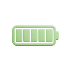 Green full battery icon in flat 3D style