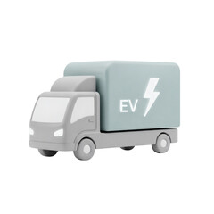 Grey electric delivery truck with EV logo