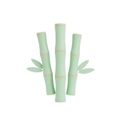 Fototapeta premium 3D green bamboo stalks with small leaves