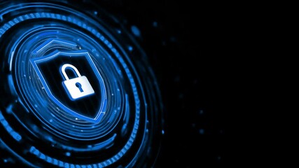 Digital security lock shield illustration animated overlay, transparent 4K video, alpha channel, ProRes 4444 - Powered by Adobe