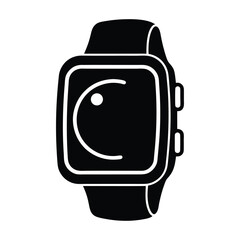 Smartwatch with a modern design Silhouette Vector Illustration on White Background