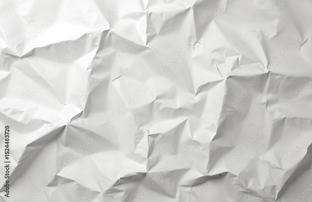 Poster blank white crumpled paper texture with many creases. abstract grunge background with rough, wrinkle