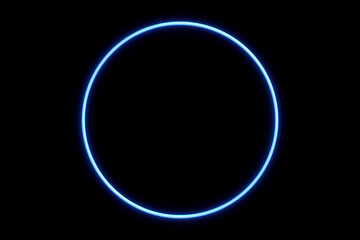 neon blue color background with glowing circle border on black design overlay