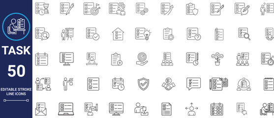 Task Editable Stroke Line Icons Set