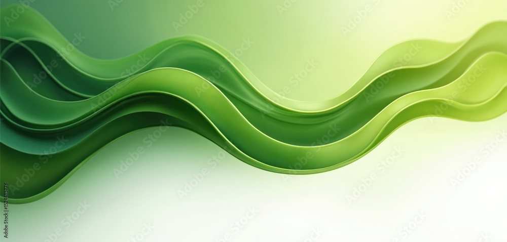 Poster abstract natural background with smooth flowing waves, gradient colors. green eco design, fresh spri