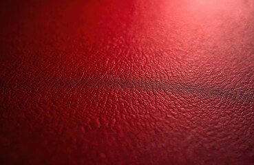 Close-up of vibrant red leather texture. Uniform grain with bold color. Dramatic and luxurious designs. Automotive, fashion, interior decor, furniture, accessories.