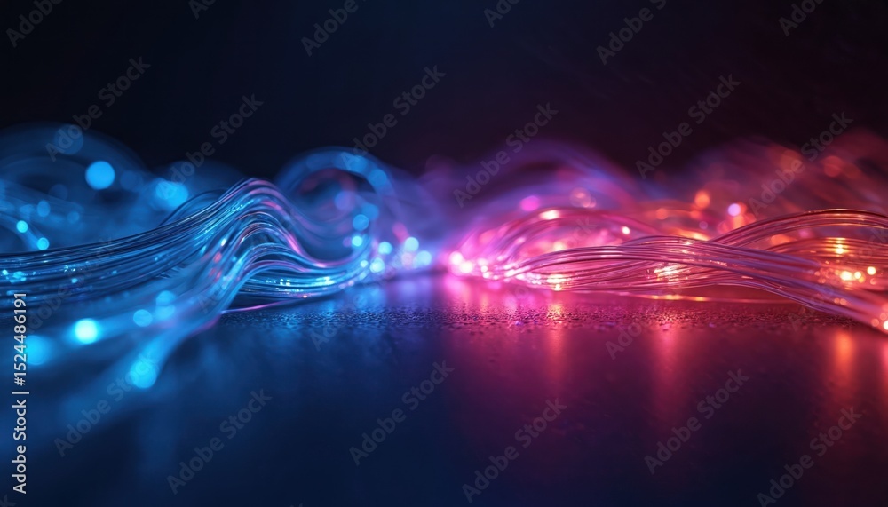 Aufkleber abstract fiber optics cables glowing blue and red. futuristic tech background, internet connection c