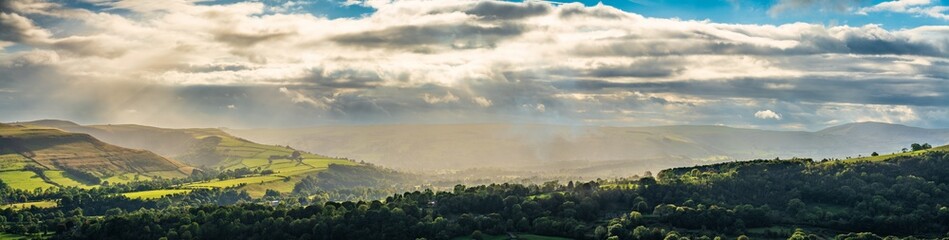 Fototapeta premium Aerial panorama of Hope Valley in Peak District. England