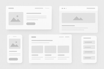 Minimal Web UI Wireframe Templates for Website and Mobile App Design