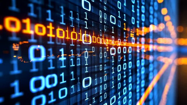 Digital Data Flow with Binary Code Visuals