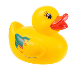 yellow rubber duck toy isolated on transparent background