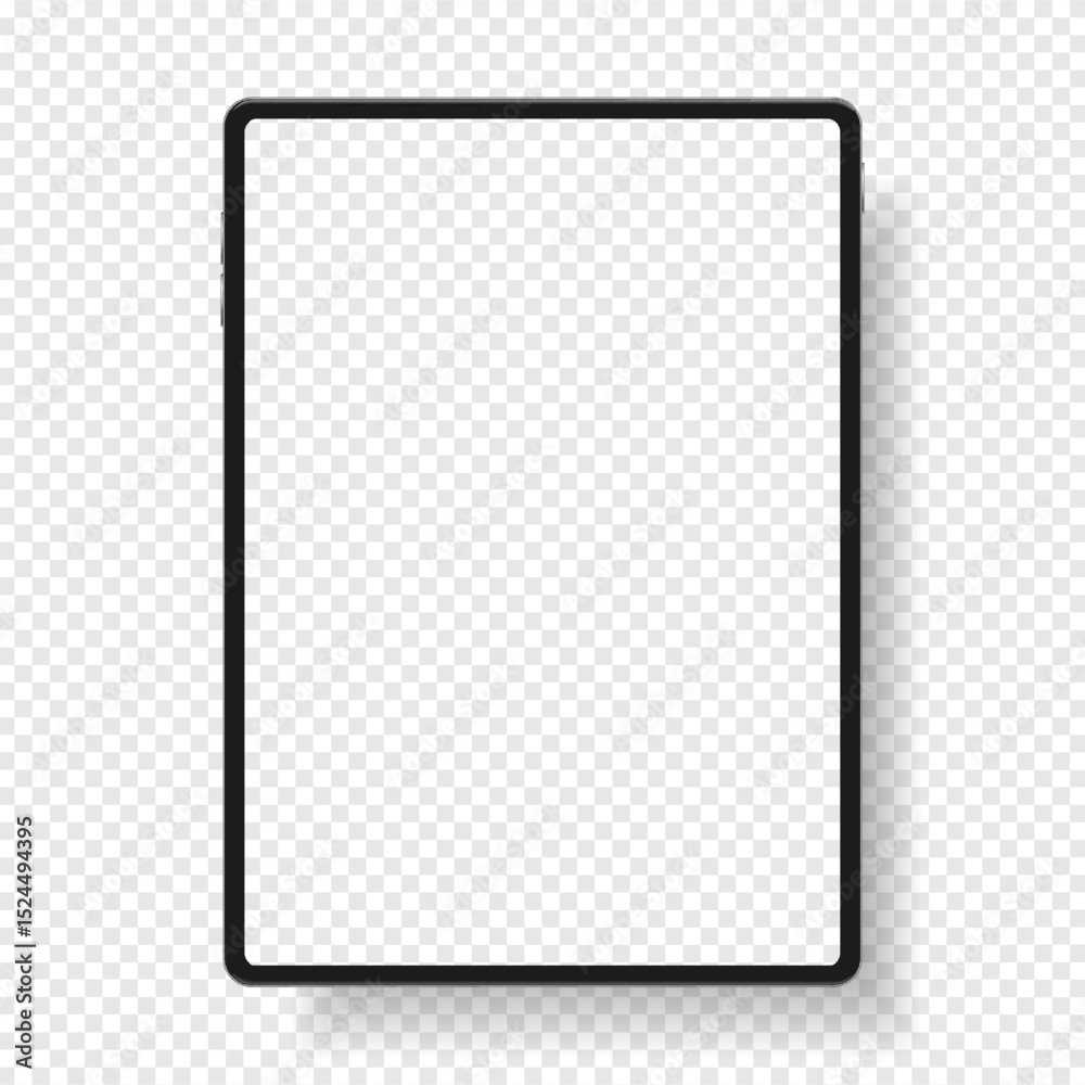 Leinwandbilder 3D Tablet frame less blank screen. Empty screen device tablet mockup element. Can be used for mobile app, UI UX, business presentations. High quality EPS10 ultra realistic tablet with editable screen
