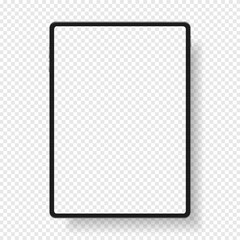 3D Tablet frame less blank screen. Empty screen device tablet mockup element. Can be used for mobile app, UI UX, business presentations. High quality EPS10 ultra realistic tablet with editable screen