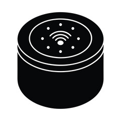 A futuristic smart home assistant device Silhouette Vector Illustration on White Background