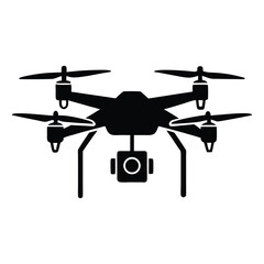 Drone flying  Silhouette Vector Illustration on White Background