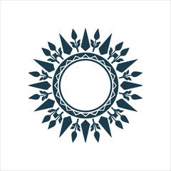 Solar Energy Sunburst with Leaf Rays and Crystal