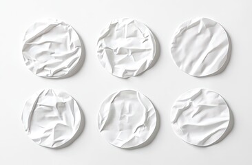 Six textured white circular objects arranged in a grid