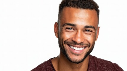 Obraz premium Headshot of Handsome Young Mixed Race Man with Bright Smile
