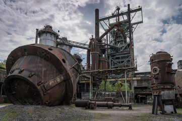 architectural detail of an old steelwork facility