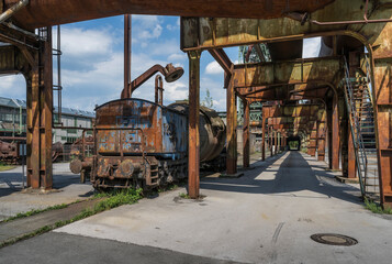 architectural detail of an old steelwork facility
