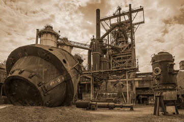 architectural detail of an old steelwork facility