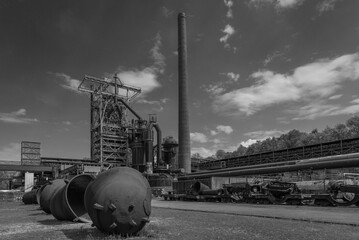 architectural detail of an old steelwork facility