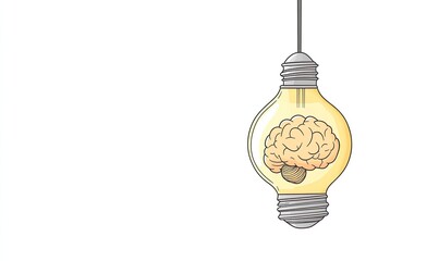 Illuminated brain inside a hanging lightbulb (1)