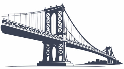 Detailed Illustration of a Suspension Bridge