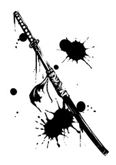 Katana – Japanese Sword in Sumi-e Ink