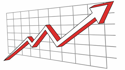 Red and White 3D Arrow Graph Showing Upward Trend