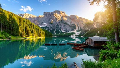 Serene Alpine Lake with Mountain Reflection