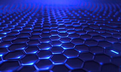 Glowing blue hexagonal grid pattern, futuristic tech texture