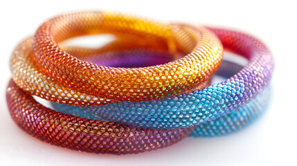 Naklejka premium colorful bracelets isolated on white