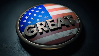 Patriotic Greatness Emblem with American Flag Design