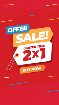 2x1 offer sale promotion web banner template. Vertical design.