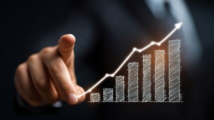 Financial Planner Pointing at Growth Graph in Business Environment