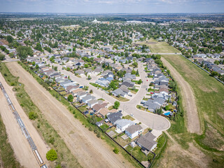 Residential area with houses and a fence