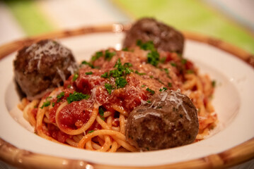 Spaghetti and triple meatballs