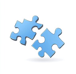 Two light blue puzzle pieces, slightly separated, suggesting a solution or a missing piece