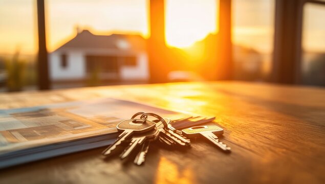 Keys on a table, sunset view (1)