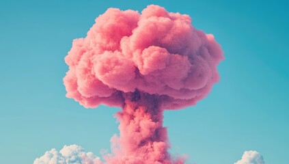 Fototapeta premium Pink cloud explosion against a pastel sky