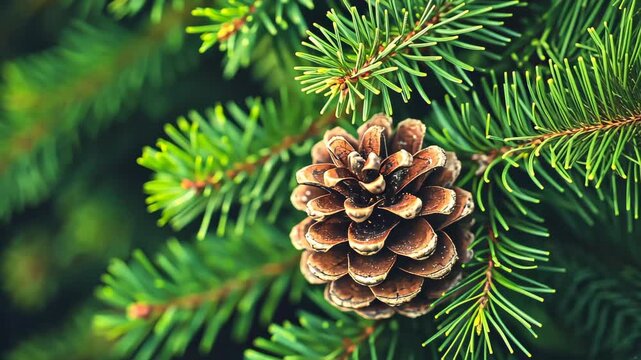 Pinecone on Fir: A close-up captures a detailed pinecone resting amidst vibrant green fir needles. The image offers a peek into the textured beauty and organic shapes of nature.