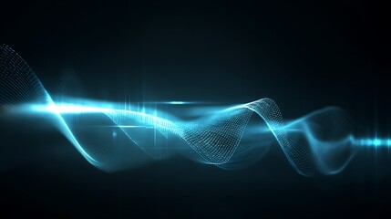 Abstract glowing blue wave on black