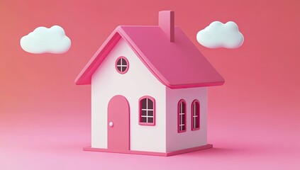 Naklejka premium Cute 3D House Illustration