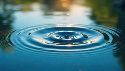 Close-up of a single ripple in calm water, sunlight reflecting on its surface, creating a mesmerizing pattern Perfect for nature, serenity, and tranquility themes , reflection, sunlight