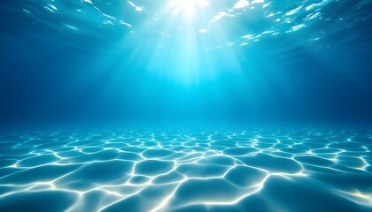 Underwater Sunlight Beams Illuminating the Ocean Floor with Caustic Light Patterns