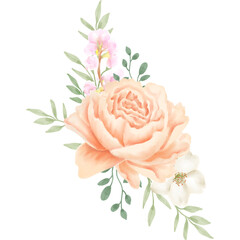 bouquet of single peach roses